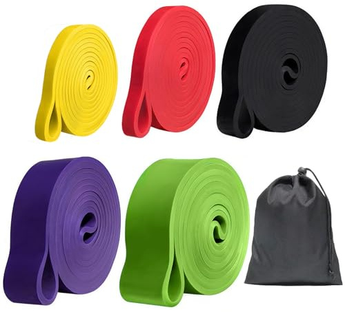 Fitnessbänder Widerstandsbänder mit 5 Stufen, Resistance Bands für Krafttraining, Fitnessband Set Trainingsbänder für Stretching, Gymnastikband Klimmzugband für Pilates, Yoga, Klimmzughilfe