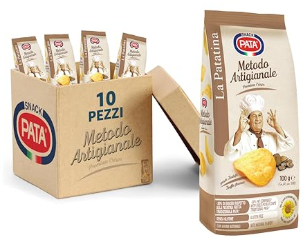 PATA | Patatine Gusto Tartufo Metodo Artigianale, Senza Glutine, Con Olio di Semi di Girasole Alto Oleico, con Aromi Naturali, 10x100g