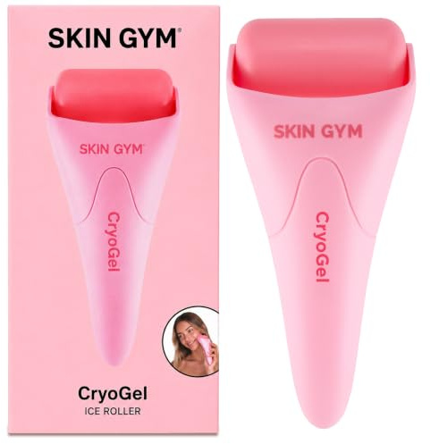 SKIN GYM CryoGel Pink Roller, Cooling Facial Tool for Puffiness and Skin Firming