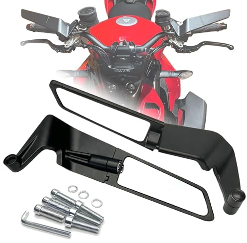 KAIQIVEM Motorcycle Mirrors Stealth Wind Wing Side Rearview Mirrors Compatible With Ducati Monster 937 Monster 950 SP 1200 Streetfighter V4 S V2 Hypermotard 950 698 1100 Multistrada 1200 V2 V4