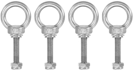 PATIKIL Ringschraube, M6x30 304 Edelstahl ösenschraube Gewinde mit Sechskantschraube, Mutter, Dichtung und Unterlegscheibe zum Aufhängen und Sichern von Ketten, Drahtseilen, 4 Sets