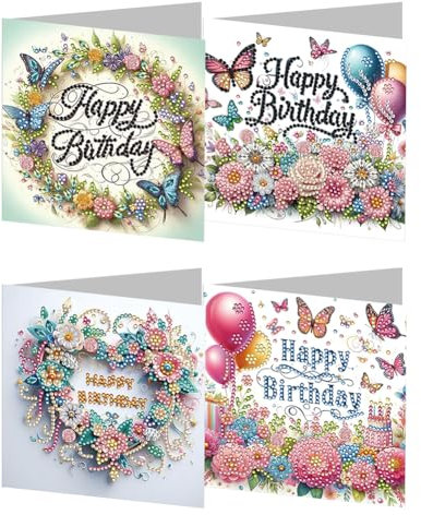Junerain Diamond Art Weihnachtskarten, Diamonds Art Karten und Umschläge mit Weihnachtselementen, Diamant Painting Handgefertigte Weihnachtsgrußkarten mit Diamant Malerei Card Making Kit
