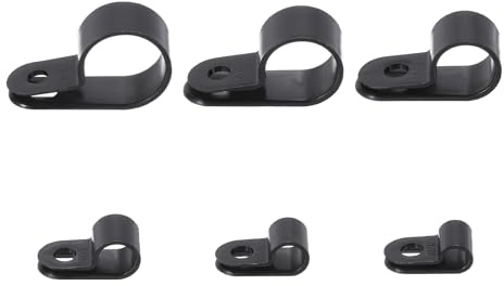 sourcing map 153pcs Single Coaxial Cable Clips Screw Clip Electrical Wire Cable Holder Plastic Wire Clamps for Cords Management, Black