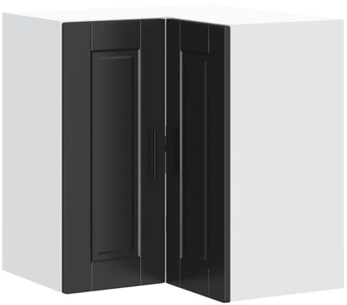 vidaXL Küchen-Eckhängeschrank Porto Schwarz Holzwerkstoff
