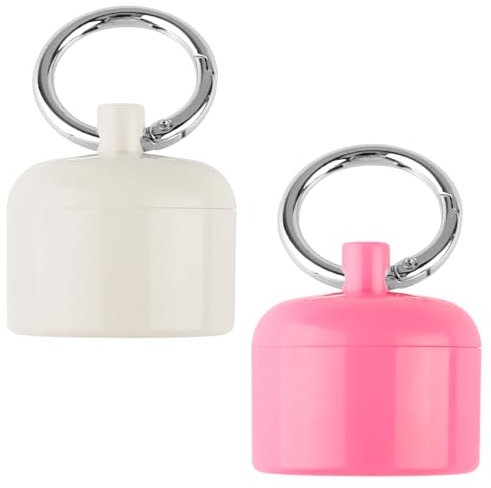 Lotsdonxia 2 Pcs Portable Ring & Jewellery Storage Box – Travel-Ready ABS Holder with Keychain, Protective Compact Case for Jewellery Care (Pink+White)