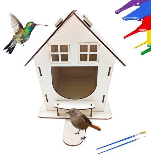Liwein Casita para Pájaros, Comedero Colgante de Aves, Comedero Pajaros Exterior, Madera 1 Ud 22x14x18 cm, A La Intemperie para Jardín Al Aire Libre árbol o Balcón (Madera, Smile B)