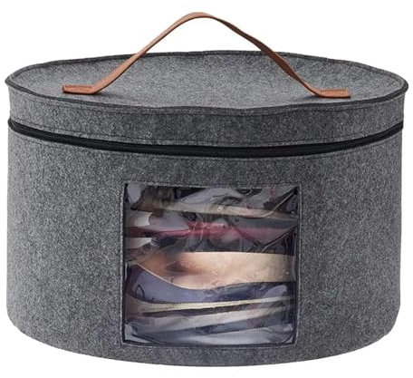 SIIENNA Hutschachtel Große Aufbewahrungsbox mit Reißverschluss-Deckelfunktion, Hut-Aufbewahrungseimer, Kleidung, Reiseetui, Aufbewahrungsbehälter FüR HüTe(Gray 40cm)