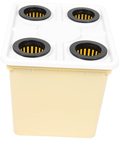 Yardwe Barril para Cultivo Sin Suelo Invernadero Amarillo 4 Agujeros 12 litros Cubo para Plantar Hortalizas Hidropónico Cultivo Sin Tierra Uso Invernadero