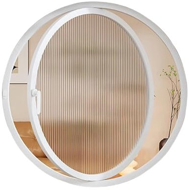 Fenêtre Fenêtre Circulaire Rotative À 360 ° Avec Cadre En Aluminium Et Verre Trempé, Fenêtre De Remise Encastrée, Remplace Les Fenêtres De Ventilation Pour Grenier, Salle De Bain, Sous-sol(White,60cm/