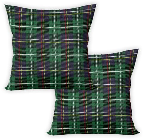 ggaimwf Tartan Kissenbezügen 40x40cm Schottische Motivkissen Karierte Kissen Grün Bauernhaus Samt Kissenhülle dekorativ Sofakissen Landhausstil 2er-Set