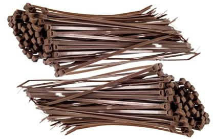 TERF® 100 Pcs Brown Cable Ties 300mm (12'') X 4.8mm Premium Nylon Zip Ties Wraps Secure Self Locking Mechanism Plastic Tie for Home Office Garden Garage Workshop DIY Multi Use