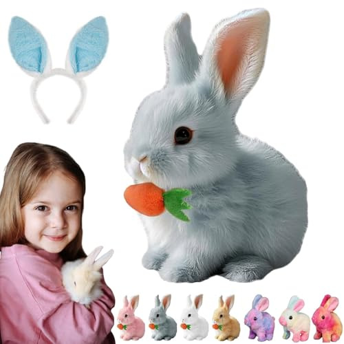 Gienslru Bunny Pal, Bunnypal Interactif, Jouet Lapin Interactif, Lapin Robot Realiste - Sauter, Contracter Et Secouer Les Oreilles, Cadeaux De Pâques Enfants (B)