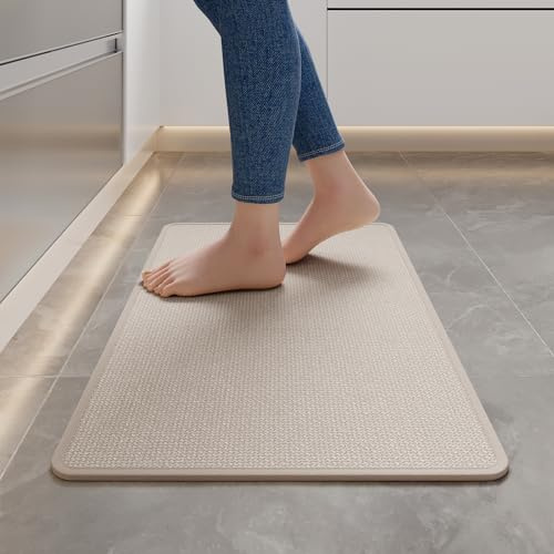 YDKGL Kitchen Rugs Kitchen Mats for Floor Non Slip Washable Beige 17x30