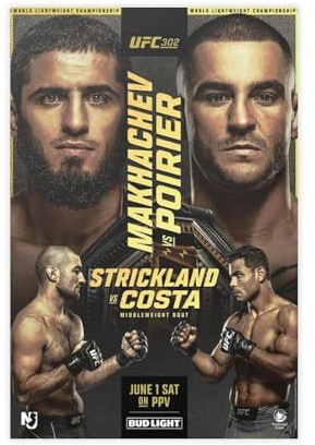 OGTDA Poster UFC 302 Dustin Poirier Vs Islam Makhachev Offizielles sur toile - Décoration murale pour salon, chambre à coucher - 30 x 45 cm