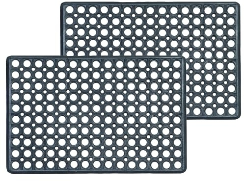 Astra Wetterfeste Gummimatte Außen sehr robust - Schwarz 2er Set 40 x 60 cm | Langlebige Fußmatte Außenbereich rutschfeste Türmatte pflegeleicht Schmutzfangmatte wasserfest Fussmatte sehr strapazierfähig
