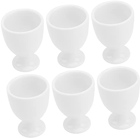 OUNONA Lot de 6 Coquetiers Porcelaine Blanc en Céramique, Porte-œufs Pratiques pour Petit-déjeuner, Faciles à Nettoyer et Élégants Cuisine et Hôtel