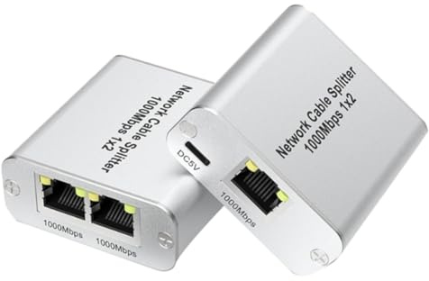 Pqahffowr Splitter Ethernet 1-2 Switch Ethernet Gigabit ad alta velocità 2 porte Internet RJ45 LAN Splitter per Cat5/5e/6/7/8