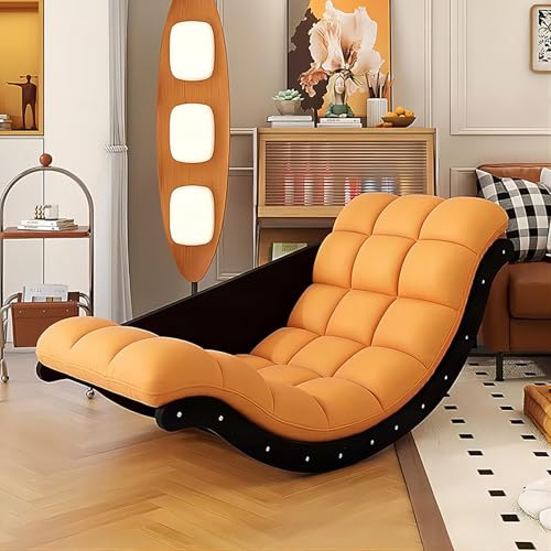 Kaverno Oversized Rocking Chair with PU Cushion, Nursery Rocking Chairs with High Back, Rocker Recliner Chair, Nursing Chair for Breastfeeding, Removable for Bedroom, Living Room(Orange)