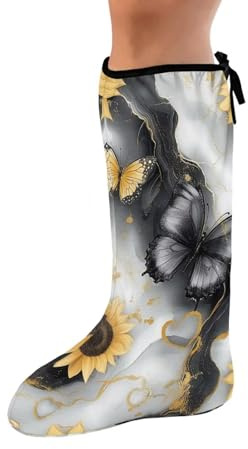 Luarisgur Marble Sunflower Butterfly Leg Cast Cover Cast Scratcher Sleeve for Foot Leg Plaster Sleeve Small Outdoor Protection Leg Cover Below The Knee Leg Cast Sleeves for Women
