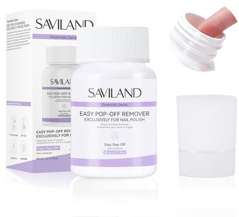 SAVILAND 80ML Solvente per Smalto, Solvente per Smalto Pop-Off Senza Acetone con Tappo in Spugna, Formula Delicata, Rimuovi per Smaltos Rapido per Principianti