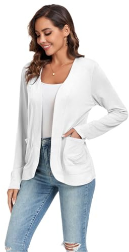 TownCat Cardigan Donna Lungo con Tasche Leggero Elegante Manica Lunga Comodo Leggero e Sottile Morbido Casuale Colore Solido Cappotto Versatile