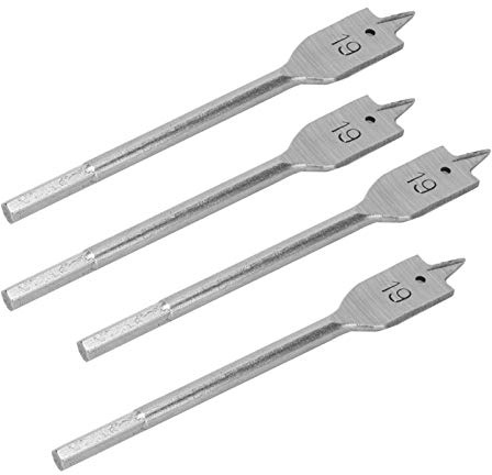 Srliya Juego de 4 Brocas de Pala para Taladro, Brocas Planas de Acero de Alto Carbono, Herramientas Manuales para Carpintería, Ferretería de 19 Mm