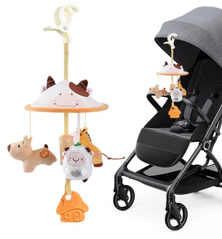 Generisch Baby Spielzeug Für Kinderwagen - Autositz Spielzeug Für Kleinkinder Mit Musik,Bauernhof-Motiv In Schirmförmigem Design, Kinderwagen-Zubehör Für Unterwegs