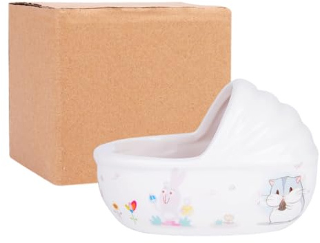 DOITOOL Keramik Hamsterbadewanne Weiß Niedliches Hamster Duschbecken mit Badefunktion Reinigungstool aus Keramik für Zuhause und Zoohandlung Zufällige Farbe