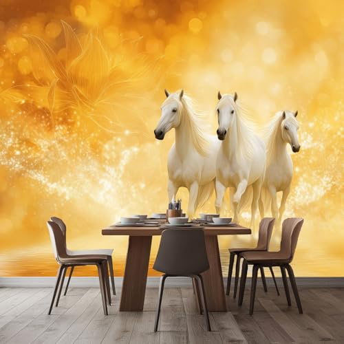 Fotomurales 3D Fantasía Animal Caballo Blanco 250x175 cm Papel Pintado Fotográfico, Decoración De la Pared Murales para Salón, Dormitorio, Habitación para Niños, Pared de TV