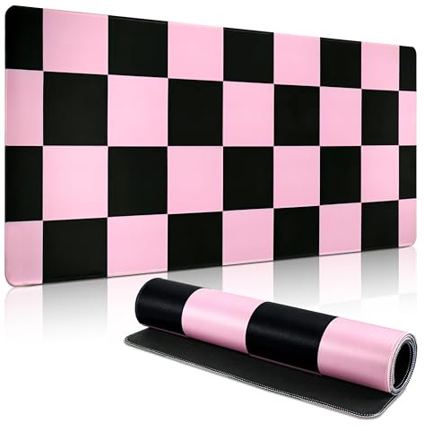 Yimomoyi Non Slip Mouse Pad, Large Mouse Mats 35.4in*15.7in, Mouse Pad Protector, Mouse Mat Extended, Mouse Mat with Rubber Base, Gaming Mousepad Waterproof for Office and Home (Pink + Black)