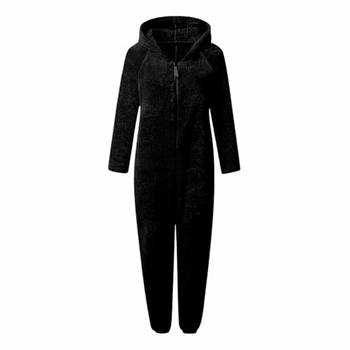 Générique Combinaison Femme Capuche Uni Polaire Confortable Robe Maison Manteau Femme Streetwear Mode Femmes Combinaison Respirant Confort Chaud Manches Longues Vêtements Hiver pour Détente Maison