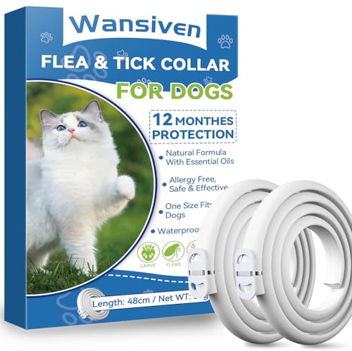 Wansiven Collare Antipulci per Gatti, Collare Antizecche Naturale Regolabile 48 cm, Protezione 12 Mesi (Blu-2pcs)