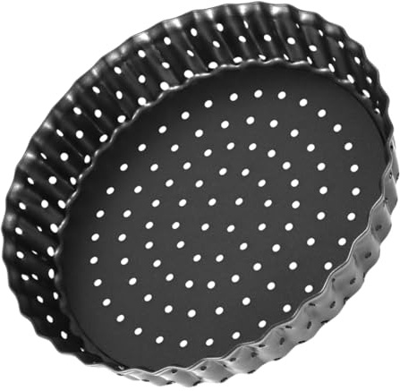 VOSAREA Bandeja para Hornear Pizza Antiadherente con Fondo Extraíble y Perforaciones, Molde Redondo de Acero al Carbono 5 Pulgadas para Horno, Adecuado para Repostería Profesional