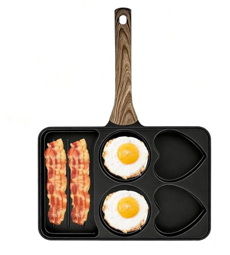 Sartén para huevos, antiadherente, con mango de madera desmontable - sartén antiadherente para freír - restaurante en casa para hamburguesas pescado pollo tocino