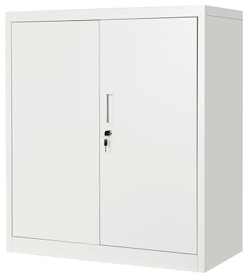 Lidzopas Aufbewahrungsschrank aus Metall mit verschließbaren Türen und 2 verstellbaren Regalen, abschließbare Aktenschränke, Spind, bodenstehend, Sideboard, Aufbewahrungsschrank für Zuhause, Büro