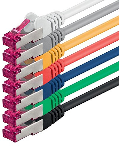 1aTTack.de 0,25 m - 7 couleurs - 7 pièces - câble réseau CAT6a (10Gb/s) S-FTP CAT 6a Lanka câble - certifié GHMT PIMF 500 MHz Cat5 Cat5e Cat6 Cat6a Cat7 pour switch, routeur, modem, Internet