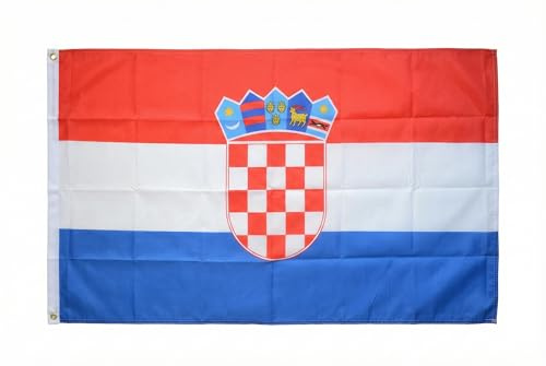 Flaggenfritze® Kroatien Flagge 60 x 90 cm, handliche kroatische Nationalfahne mit 2 Metallösen für Fanmomente, Balkon und Partydeko + Gratis Sticker