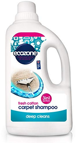 EcoZone Carpet Shampoo Solution, Deep Cleans Upholstery, Manual & Machine Cleaning, Fresh Cotton Scent, 3-in-1 Plant Based Stain Removal Treatment, Natural Vegan & Non Toxic, Cruelty-Free (1 Litre)