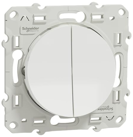Schneider Electric - Odace, double va-et-vient Blanc, connexion rapide, à vis - S520214