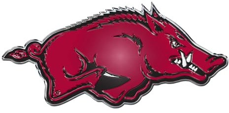 FANMATS 60514 Arkansas Razorbacks Heavy Duty Aluminum Embossed Color Emblem, Auto Emblem Decal