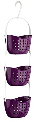 Premier Housewares 1601486 3-Tier Shower Caddy / Shelf Purple Small Storage Baskets / Hanging Organiser Plastic Bathroom Caddy / Shower Organiser 23 x 17 x 83
