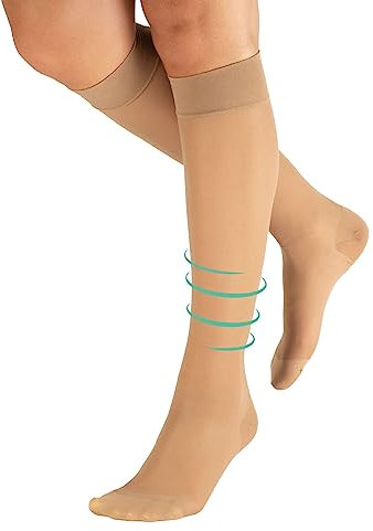 CALZITALY PACK 1/2 Gambaletti Compressione Graduata Media, Calze Elastiche Contenitivo & Graduate, 70 Den - 10-14 Mm/Hg | Made in Italy (BEIGE, L/XL)