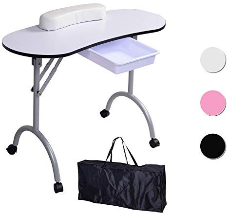 Beltom® Maniküretisch 98x77x44 cm mit Schublade Nageltisch Tragbaresmanikürtisch Mobilesmanikürtisch 9,5 KG - Weiß