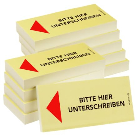 PRICARO Haftnotizen Bitte hier unterschreiben, Pfeil links, 100 Blatt, 10 Stück