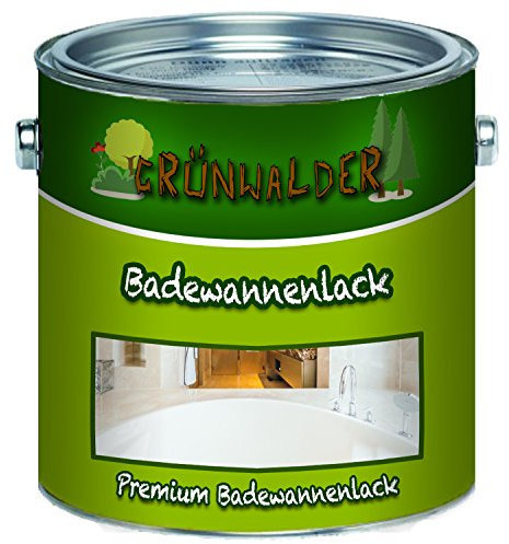 Grünwalder Badewannenlack Badezimmerfarbe Badewannenbeschichtung 2K Speziallack SET Decklack + Grundierung Weiss Grau Beige Schwarz (5 L, Schwarz)