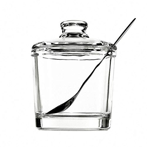 Telotela 1 zuccheriera classica in vetro trasparente con coperchio, cucchiaio da portata, saliera, pepe, condimento, contenitore per zucchero, condimenti, spezie, supporto per cucina domestica