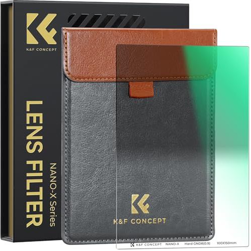 K&F CONCEPT 100mm x 150mm Hard Graduated ND8 (3 Stop) Hard Graduated Neutral Density Filter with 28 Multi-Layer Coatings Waterrpoof/Scratch Resistant for Camera Lens