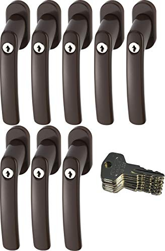 ABUS FG200 B SB abschließbarer Fenstergriff, braun im Set 8 Stück