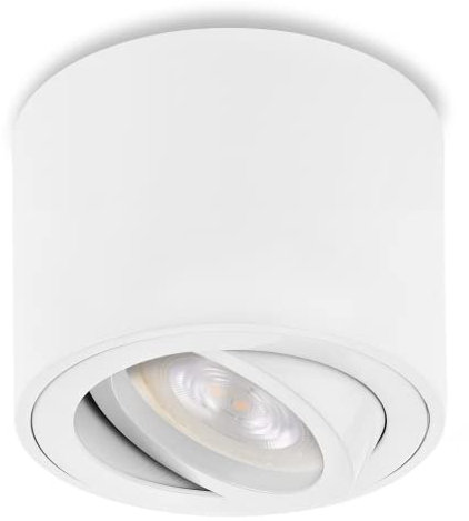 Sweet Led® Luminaire en saillie plat 220-240V IP20 - incl. Ampoule LED 5W - Projecteur orientable - Plafonnier rond - Spot en aluminium - Lampe de plafond - Projecteur en saillie - Blanc, blanc chaud