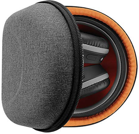 Geekria Shield Headphones Case Compatible with JLab Go Lux ANC, Audio Neon Folding/Studio Pro, Replacement Hard Shell Travel Carrying Bag (Dark Grey)